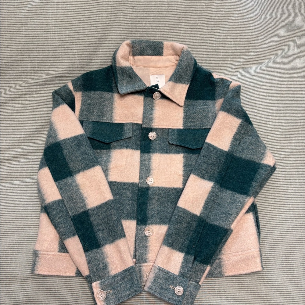 Joie Beige and Teal/Green Plaid Jacket